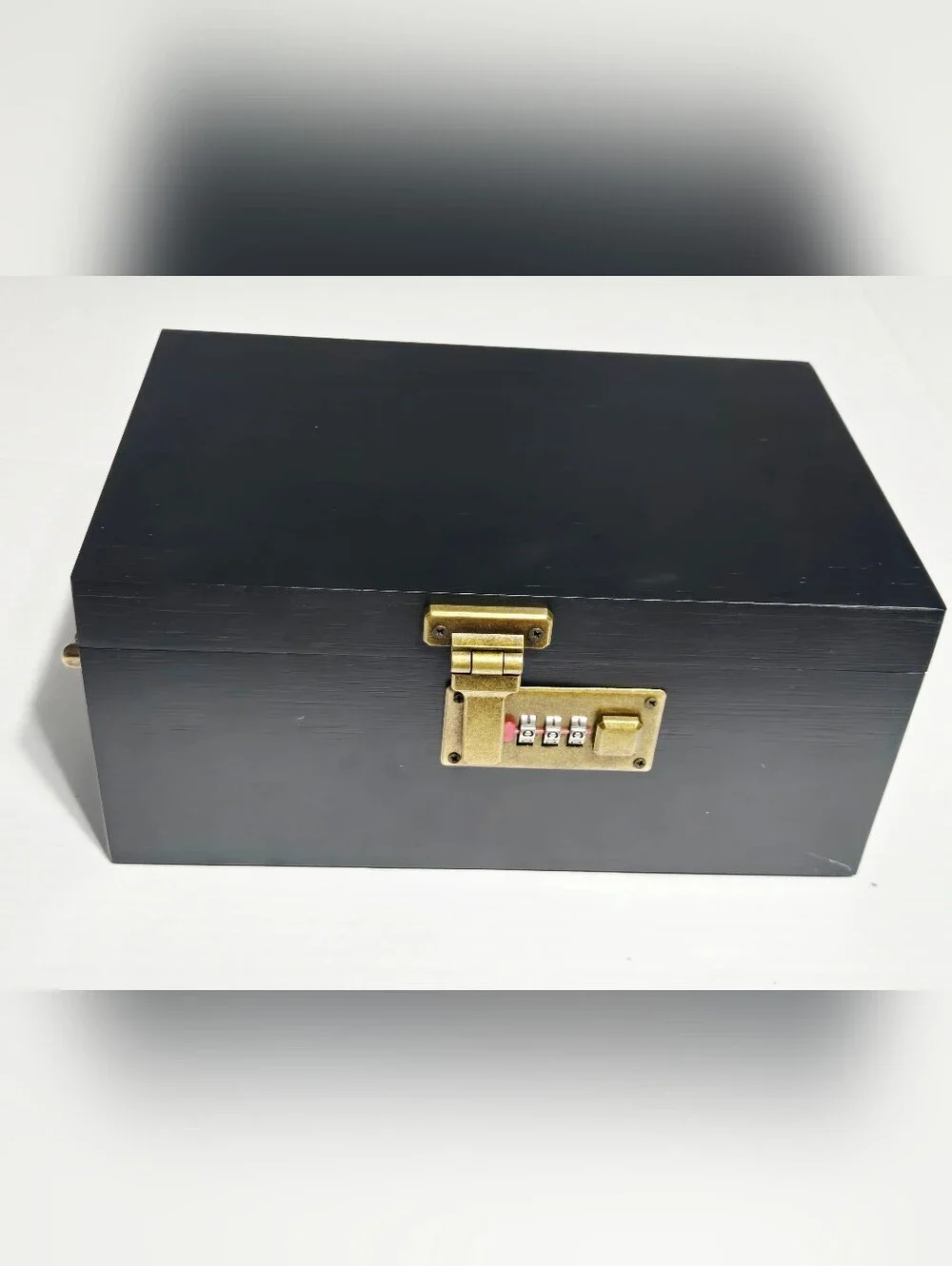 Bamboo Stash Box with Combination Lock Black Storage Organizer NEW